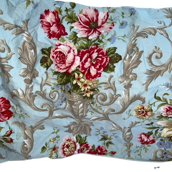 Softta blue pink cabbage rose shabby chic TWIN duvet cover pillow case - Picture 4 of 4
